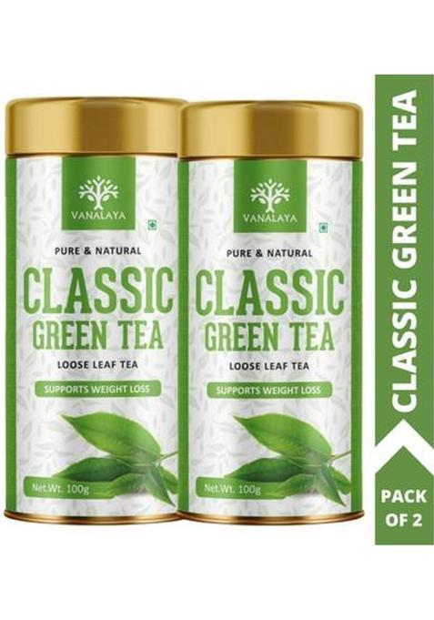 Vanalaya Classic Green Tea For Weight Loss Loose Leaf Green Tea Tin (2 X 100 G)