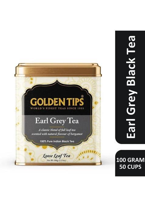 Golden Tips Premium Darjeeling Full Loose Leaves Earl Grey Bergamot Orange Black Tea Tin (100 G)