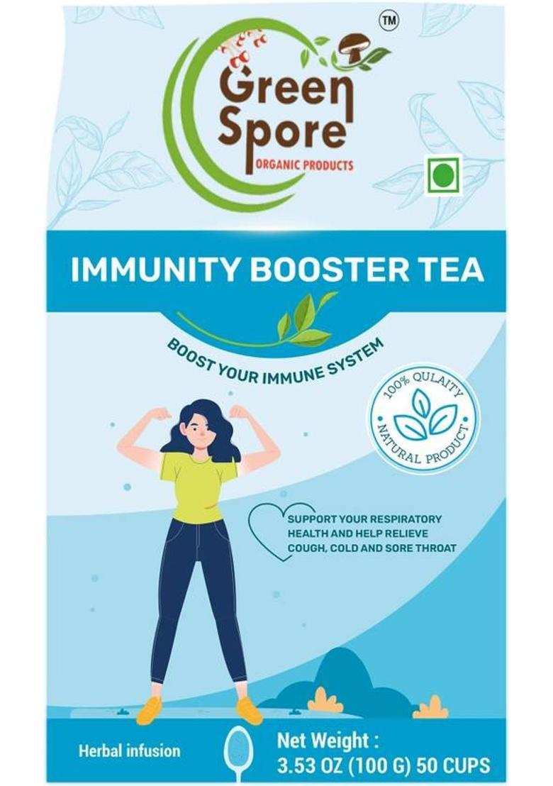 Green Spore Immunity Booster Tea Boost Your Immune System Amla, Cinnamon, Black Pepper, Ashwagandha Green Tea Pouch (100 G)