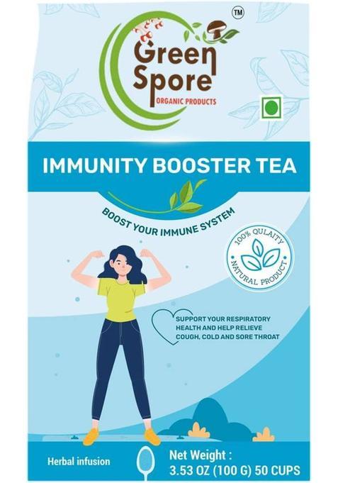 Green Spore Immunity Booster Tea Boost Your Immune System Amla, Cinnamon, Black Pepper, Ashwagandha Green Tea Pouch (100 G)