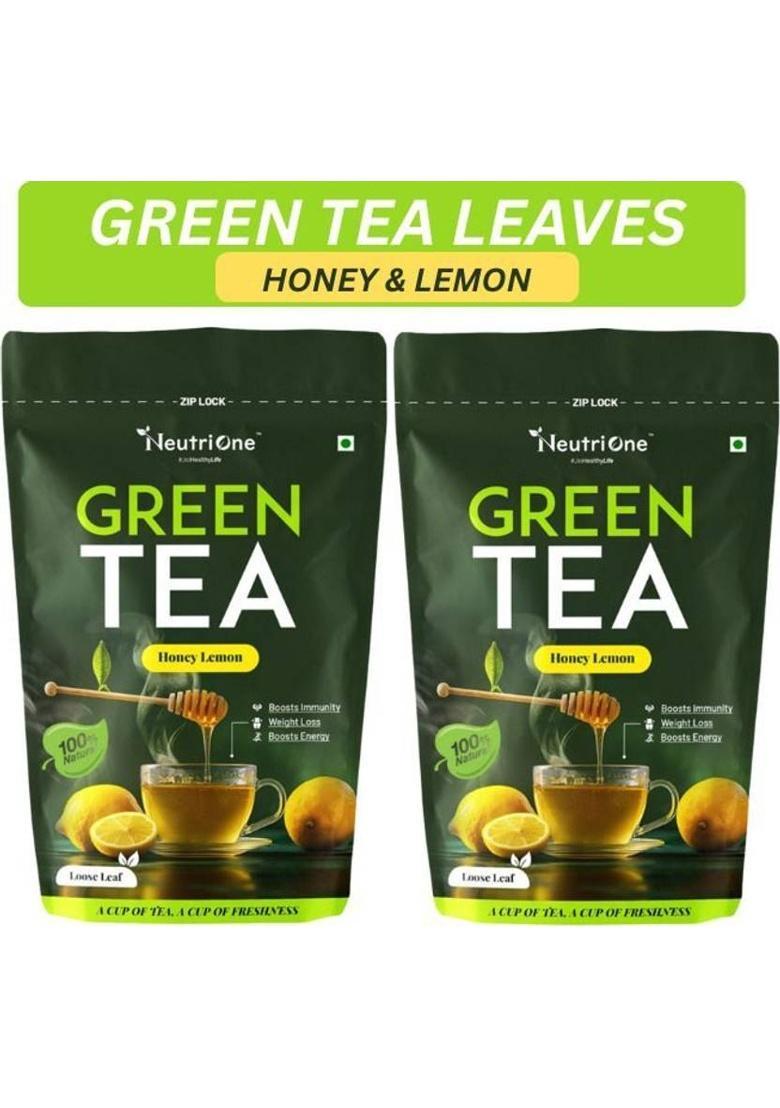 Neutrione Honey & Lemon Green Tea Loose Leaf For Weight Loss | 100% Natural & Refreshing Lemon, Honey Green Tea Pouch (2 X 50 G)