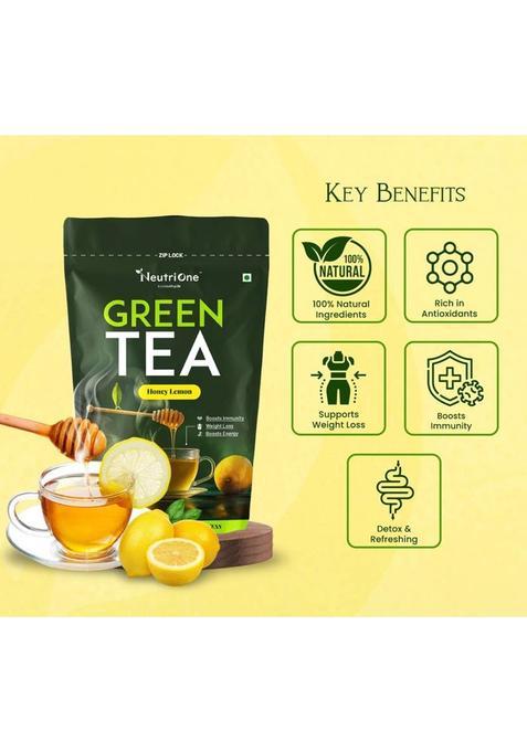Neutrione Honey & Lemon Green Tea Loose Leaf For Weight Loss | 100% Natural & Refreshing Lemon, Honey Green Tea Pouch (2 X 50 G)