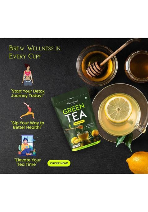 Neutrione Honey & Lemon Green Tea Loose Leaf For Weight Loss | 100% Natural & Refreshing Lemon, Honey Green Tea Pouch (2 X 50 G)