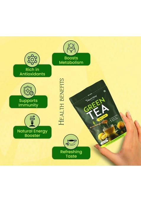 Neutrione Honey & Lemon Green Tea Loose Leaf For Weight Loss | 100% Natural & Refreshing Lemon, Honey Green Tea Pouch (2 X 50 G)