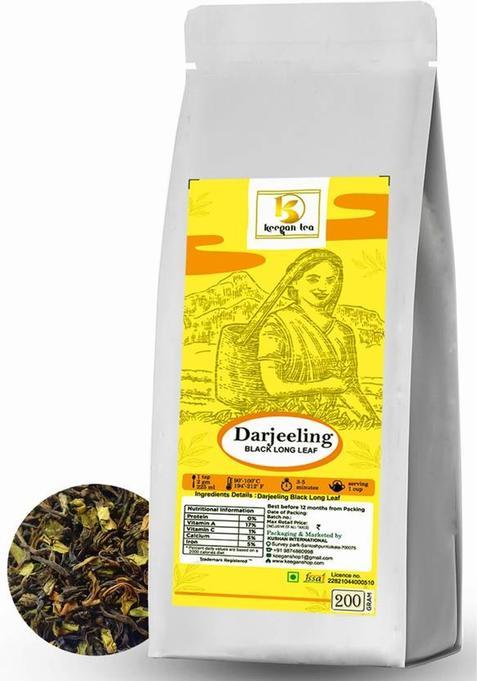 Keegan Tea Pure Darjeeling Long Leaf Authentic Darjeeling Black Tea 200Gm Pouch| Black Tea Pouch (200 G)