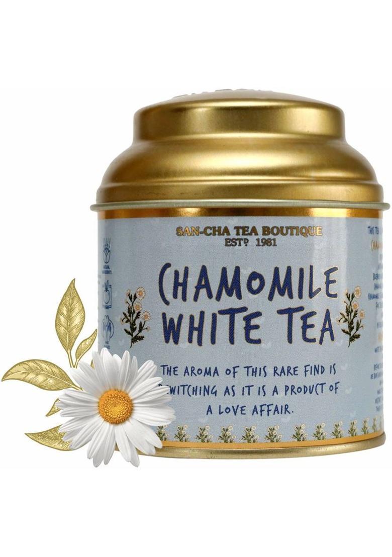Sancha Chamomile White Tea| 25G Loose Leaf Tea| Organic Darjeeling White Tea| Peony Chamomile White Tea Tin (25 G)