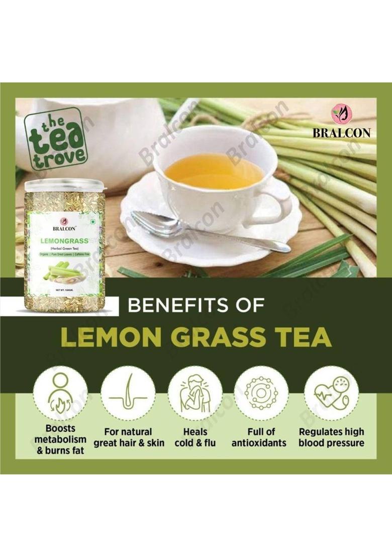 Bralcon Organic Lemongrass Herbal Green Tea Leaves
