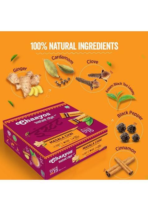 Chaayos Masala Flavour (Black Pepper, Cardamom, Cinnamon, Ginger, Cloves, Fennel) Instant Tea Premix (30 Sachets) Spices, Black Pepper, Cardamom, Cinnamon, Ginger, Cloves, Fennel Instant Tea Box (660 G)