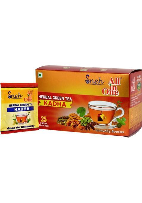 All In One Herbal Green Tea Kadha |Immunity Booster |Antioxidants Properties | Made With Pure Ayurvedic Herbs (1 Pack-25 Tea Bags) Herbs Herbal Tea Bags Box&nbsp;&nbsp;(2.5 G)