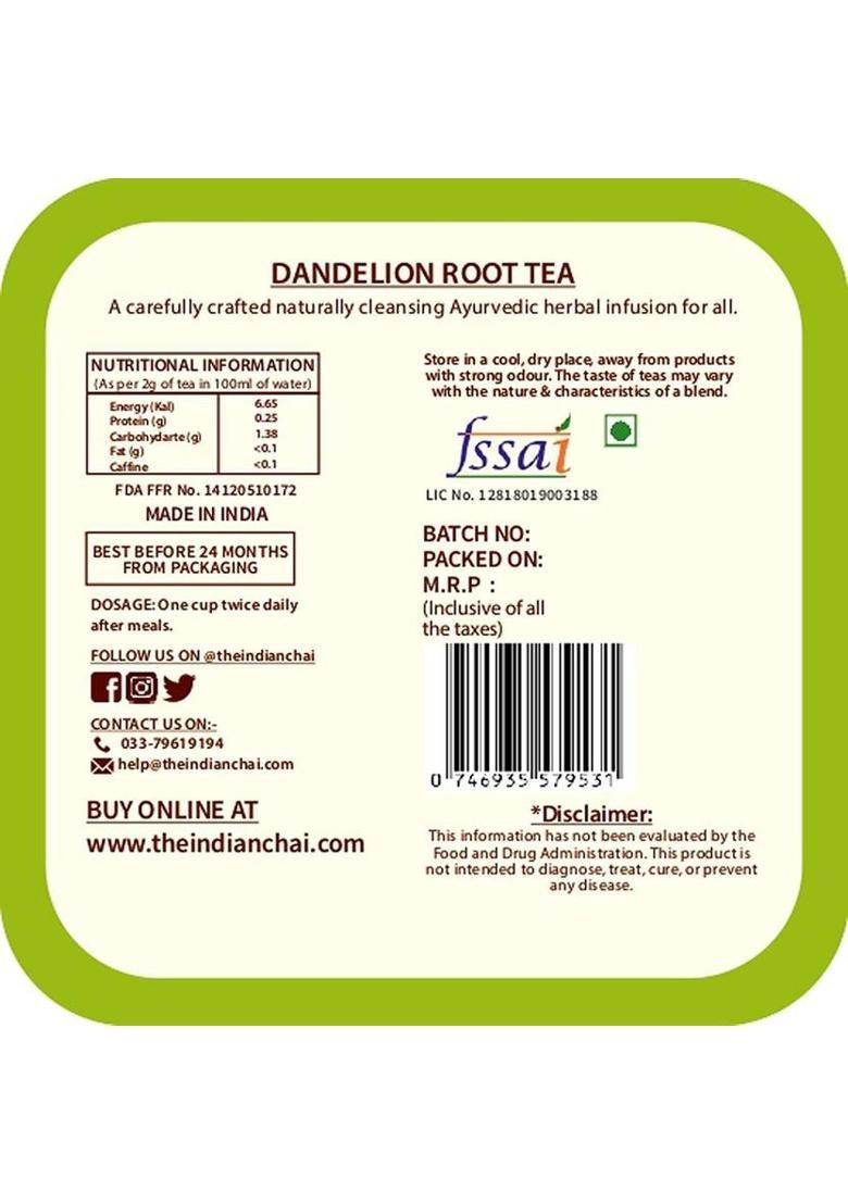 The Indian Chai Dandelion Root Tea 50G For Detox, Cleansing Liver, Supports Kidney Herbal Tea Tin (50 G)
