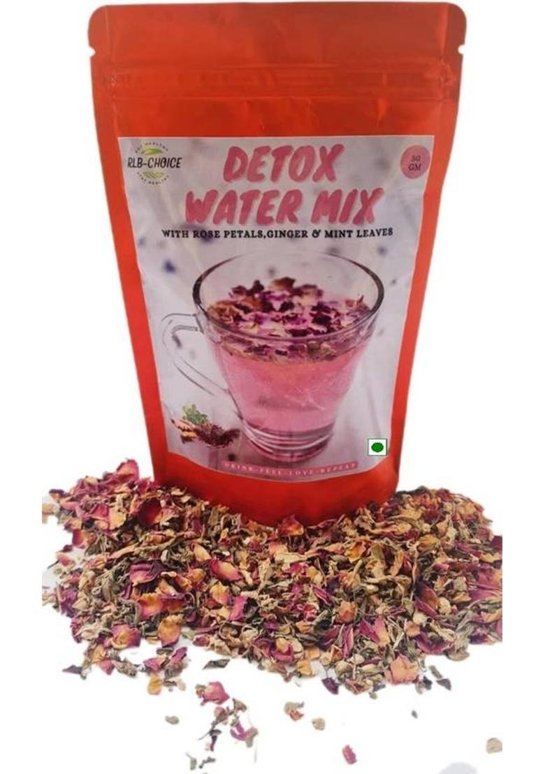 Rlb-Choice Floral Fusion Detox Water Mix Rose Tea,Skin Glow,Boost Immunity,Removetoxins Mint, Rose, Ginger Herbal Tea Pouch (50 G)