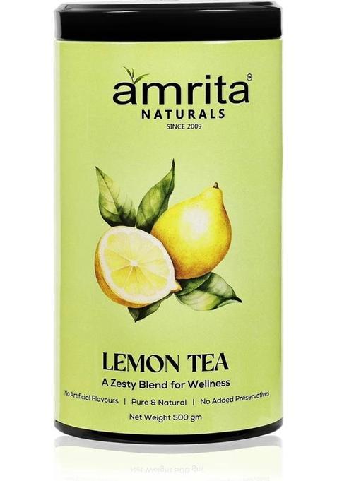 Amrita Naturals 100% Organic Lemon Tea | Natural Tea For Weight Loss 500 Gram Herbs Herbal Tea Tin&nbsp;&nbsp;(0.5 Kg)
