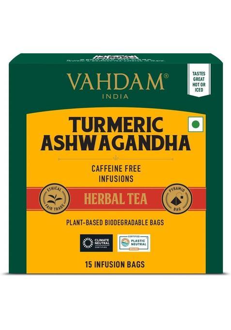 Vahdam Organic Ashwagandha Turmeric Herbal Tea Bags Box&nbsp;&nbsp;(15 Bags)