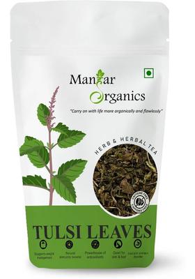 Manhar Organics Tulsi Leaves 100Gm | Queen Of Herbs | Dried Tulsi Leaves | Holy Basil Tulsi Herbal Tea Pouch&nbsp;&nbsp;(100 G)