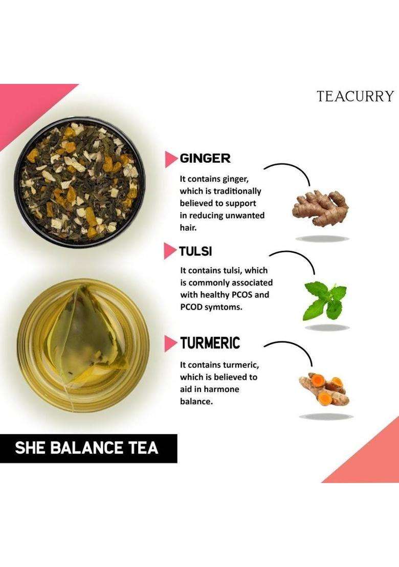 Teacurry 30 Day Pcos Tea With Free Diet Chart | 15 Pyramid Pcos Tea Bags, 30 Cups | Helps Cure Acne, Facial Hair Growth, Scalp Hair Loss, Hormonal Imbalance | Pcos Pcod Tea | Spearmint Tea For Pcos Herbal Tea Pouch&nbsp;&nbsp;(15 Bags) - Indya