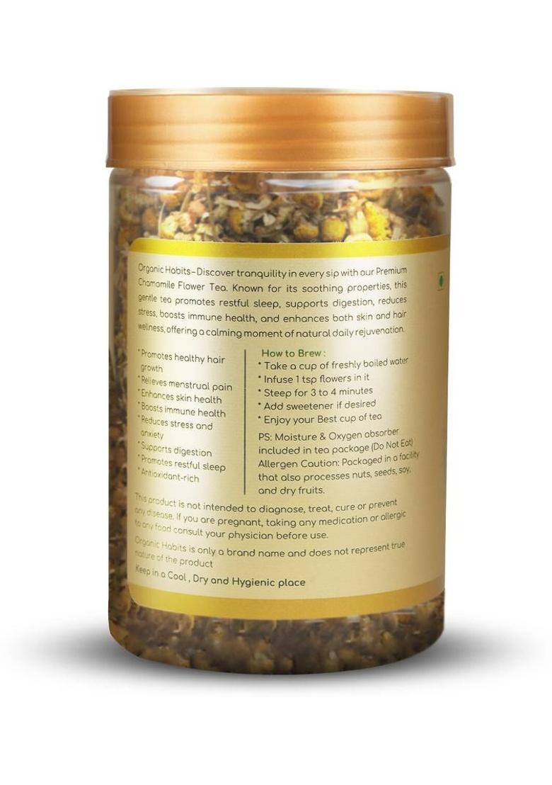 Organic Habits Dried Chamomile Flower Tea 50G | Helps To Better Sleep, Relaxation & Digestion | Herbal Tea Plastic Bottle (50 G)