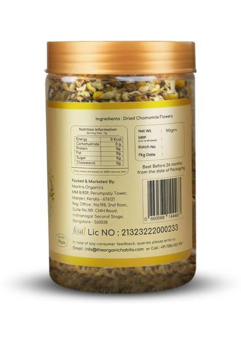 Organic Habits Dried Chamomile Flower Tea 50G | Helps To Better Sleep, Relaxation & Digestion | Herbal Tea Plastic Bottle (50 G)