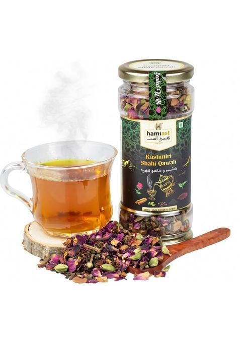 Hamiast Kashmiri Shahi Qawah (Kahwa), Authentic And Traditional Blend,Without Sugar, Serves 50 Cups Green Tea Glass Bottle (100 G)