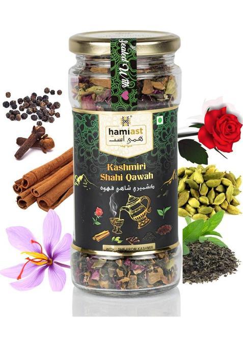 Hamiast Kashmiri Shahi Qawah (Kahwa), Authentic And Traditional Blend,Without Sugar, Serves 50 Cups Green Tea Glass Bottle (100 G)
