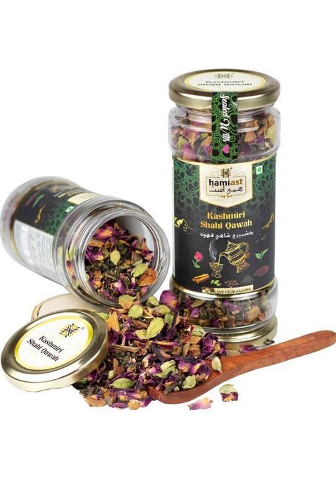 Hamiast Kashmiri Shahi Qawah (Kahwa), Authentic And Traditional Blend,Without Sugar, Serves 50 Cups Green Tea Glass Bottle (100 G)