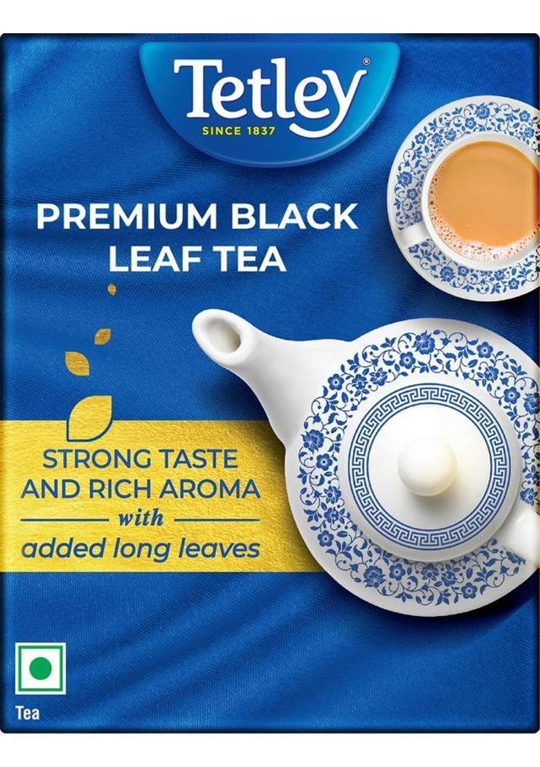 Tetley Premium Black Leaf Tea, Rich Aroma & Strong Taste With Added Long Leaves Black Tea Box (500 G)