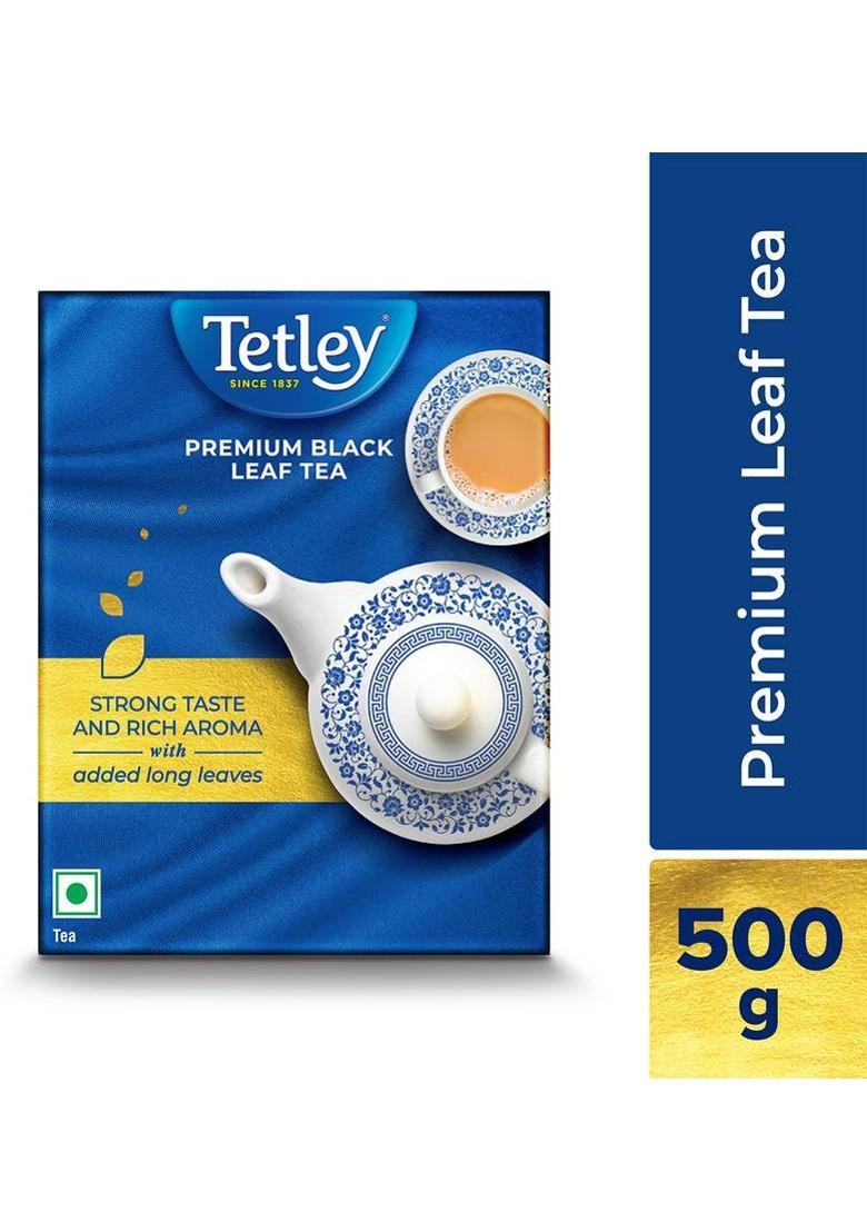 Tetley Premium Black Leaf Tea, Rich Aroma & Strong Taste With Added Long Leaves Black Tea Box (500 G)