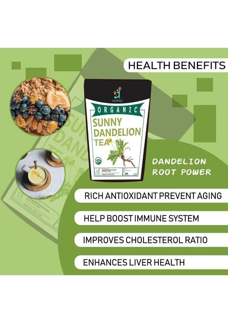 Leanbeing Pure Dandelion Root Tea (50G) Detox Tea For Cleansing Liver, Supports Kidney Function And Digestive Health Unflavoured Herbal Tea Pouch (50 G)