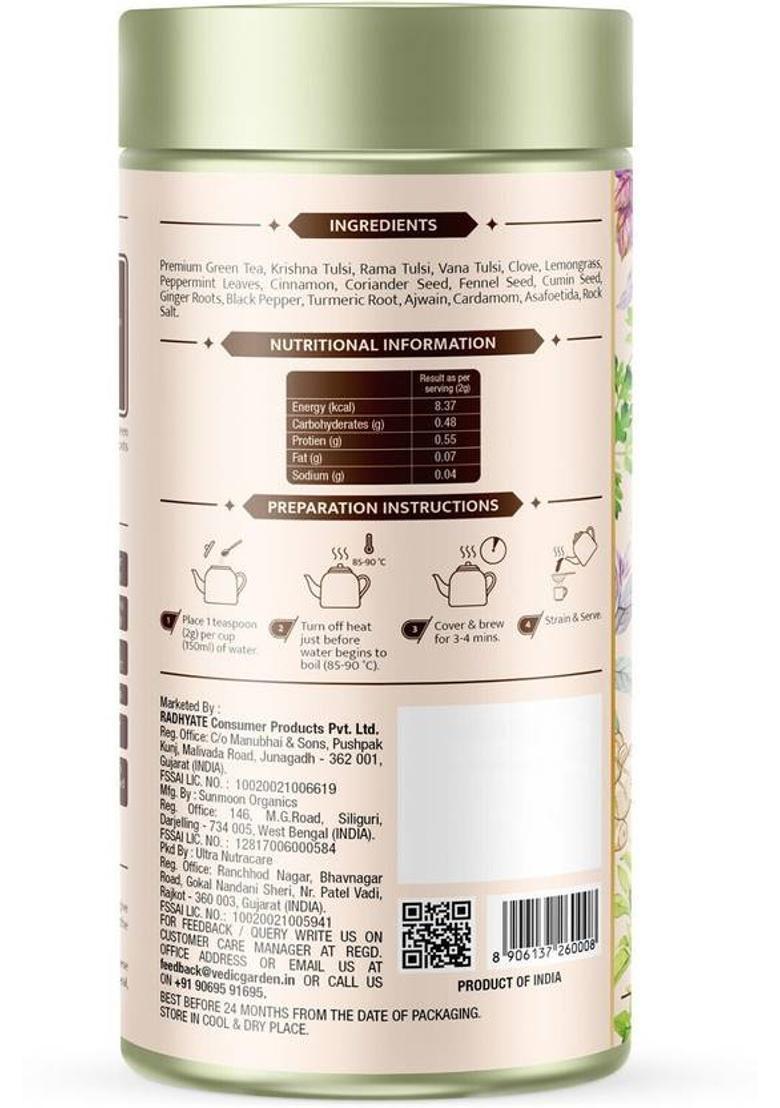 Vedic Garden Detox Kahwa Green Tea 100 Gm | 100% Pure Whole Leaf | Immunity Booster | Tea For Weight Loss & Glowing Skin | Rich In Antioxidants | Purifying & Cleansing | Special For Cold Relief (50 Cups) Tulsi, Ginger, Turmeric, Cinnamon, Cloves Green Tea