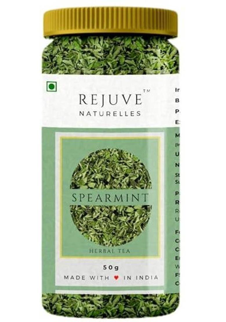 Rejuve Naturelles Premium Spearmint Tea 50 G | Freshly Packed Herbal Tea For Pcos,Pcod Mint Herbal Tea Plastic Bottle (50 G)