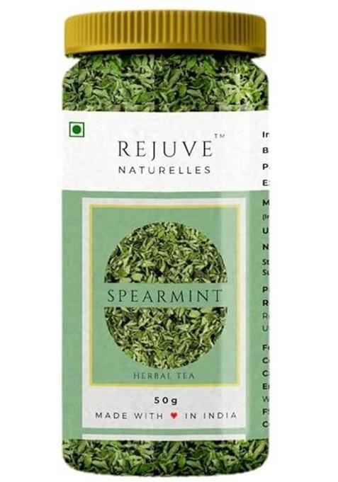 Rejuve Naturelles Premium Spearmint Tea 50 G | Freshly Packed Herbal Tea For Pcos,Pcod Mint Herbal Tea Plastic Bottle (50 G)