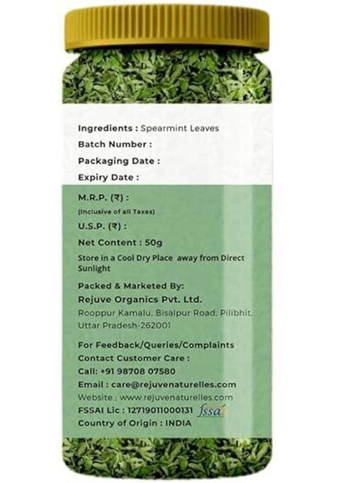 Rejuve Naturelles Premium Spearmint Tea 50 G | Freshly Packed Herbal Tea For Pcos,Pcod Mint Herbal Tea Plastic Bottle (50 G)