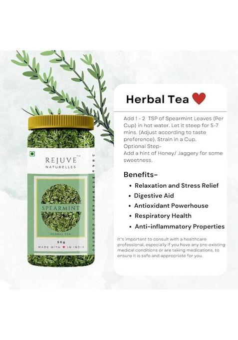 Rejuve Naturelles Premium Spearmint Tea 50 G | Freshly Packed Herbal Tea For Pcos,Pcod Mint Herbal Tea Plastic Bottle (50 G)