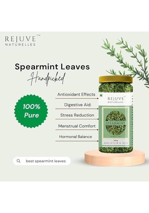 Rejuve Naturelles Premium Spearmint Tea 50 G | Freshly Packed Herbal Tea For Pcos,Pcod Mint Herbal Tea Plastic Bottle (50 G)