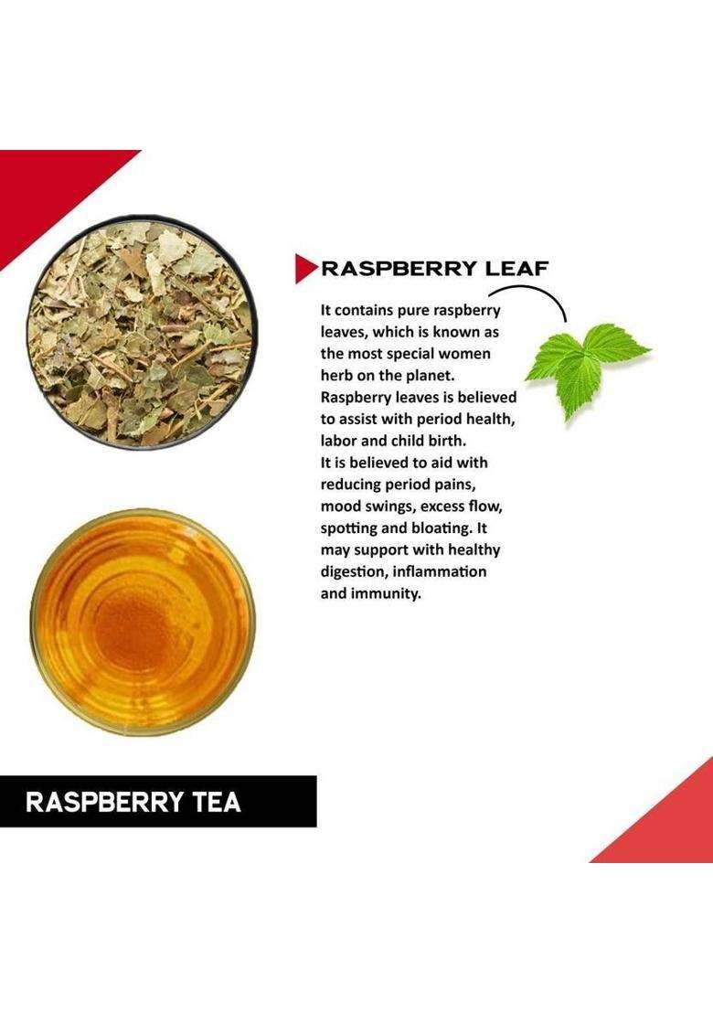 Teacurry Raspberry Leaf Tea (1 Month, 100 Grams) - For Period, Fertility, Pregnancy Raspberry Herbal Tea Pouch&nbsp;&nbsp;(100 G) - Indya