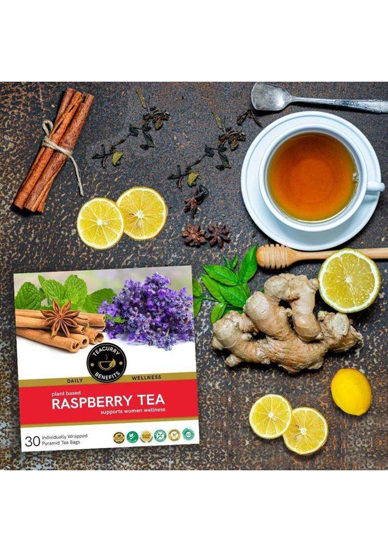 Teacurry Raspberry Leaf Tea (1 Month, 100 Grams) - For Period, Fertility, Pregnancy Raspberry Herbal Tea Pouch&nbsp;&nbsp;(100 G) - Indya