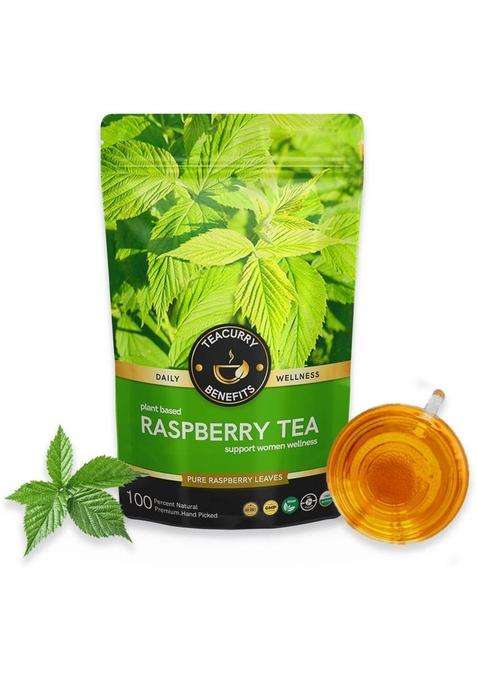 Teacurry Raspberry Leaf Tea (1 Month, 100 Grams) - For Period, Fertility, Pregnancy Raspberry Herbal Tea Pouch&nbsp;&nbsp;(100 G)