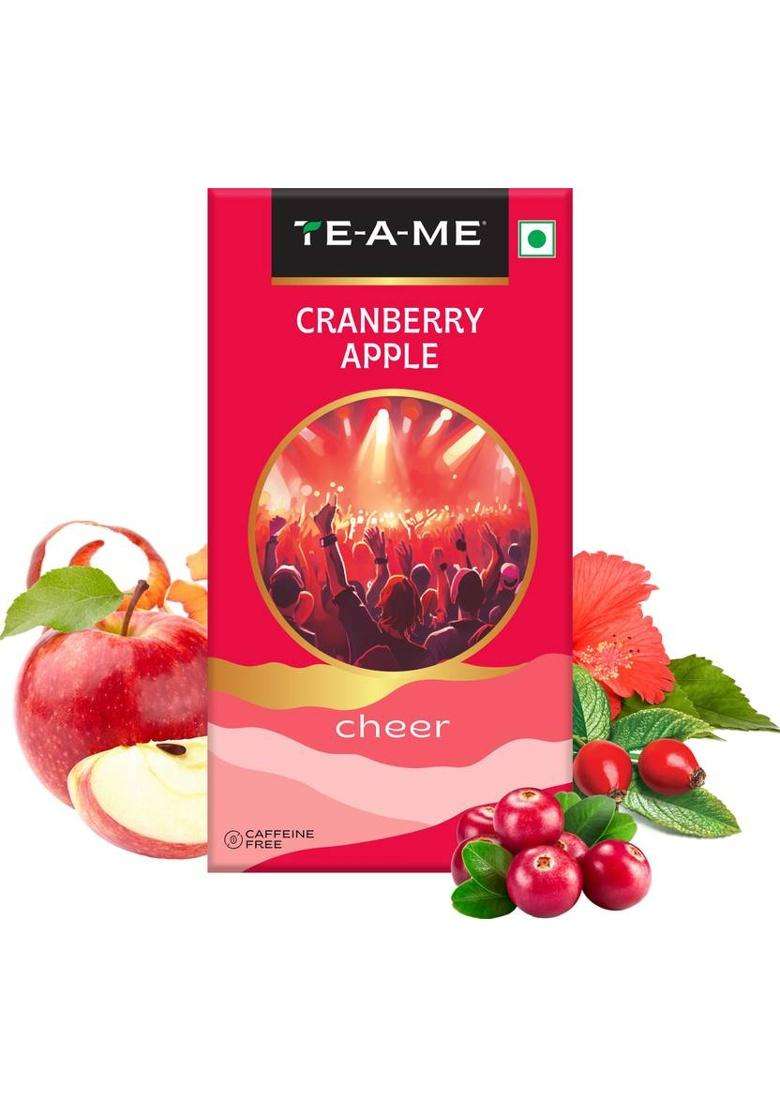 Te-A-Me Cranberry Apple Tea - 50 Tea Bags | Fruit Tea | 100% Caffeine Free | Cranberry, Apple Infusion Tea Bags Box&nbsp;&nbsp;(2 X 25 Bags) - Indya