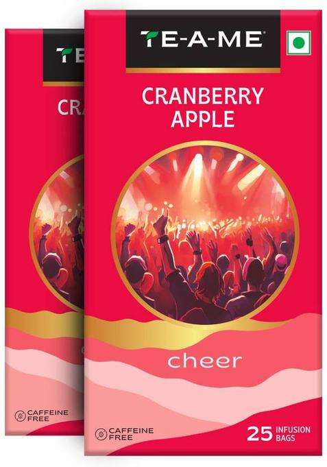 Te-A-Me Cranberry Apple Tea - 50 Tea Bags | Fruit Tea | 100% Caffeine Free | Cranberry, Apple Infusion Tea Bags Box&nbsp;&nbsp;(2 X 25 Bags)