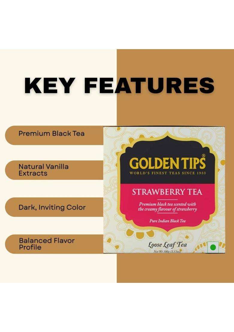 Golden Tips Indian Strawberry Black Tea Box&nbsp;&nbsp;(100 G) - Indya
