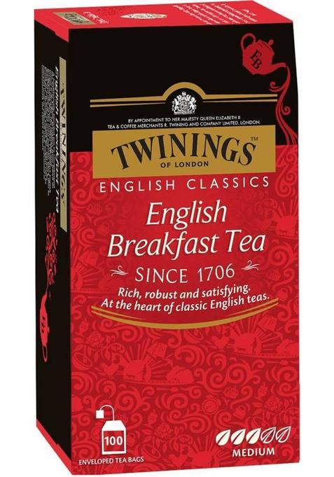 Twinings English Breakfast Tea, Premium, English Classic Range, Medium Strength, Rich Flavour Black Tea Bags Box&nbsp;&nbsp;(100 Bags)