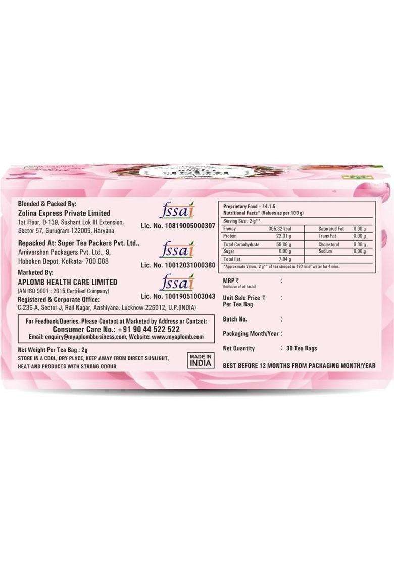 Aplomb Rose Petals Rose Green Tea Bags Box&nbsp;&nbsp;(30 Bags) - Indya