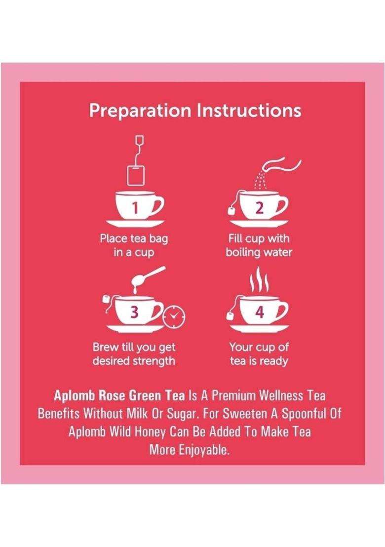 Aplomb Rose Petals Rose Green Tea Bags Box&nbsp;&nbsp;(30 Bags) - Indya