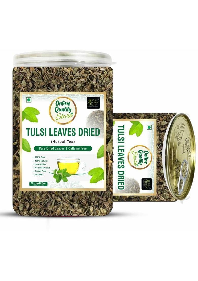 Online Quality Store Tulsi Tea -100G | Tulsi Dried Leaves Herbal Green Tea| Tulsi Tea | Herbal Tea Plastic Bottle (100 G)