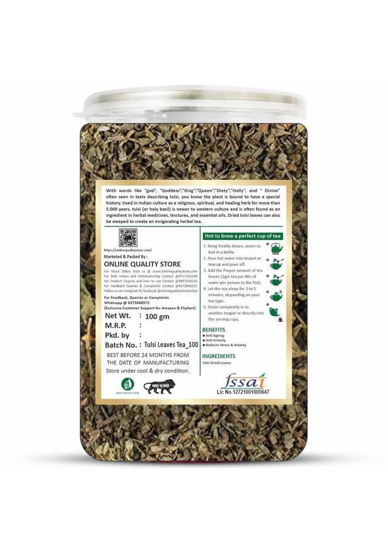 Online Quality Store Tulsi Tea -100G | Tulsi Dried Leaves Herbal Green Tea| Tulsi Tea | Herbal Tea Plastic Bottle (100 G)