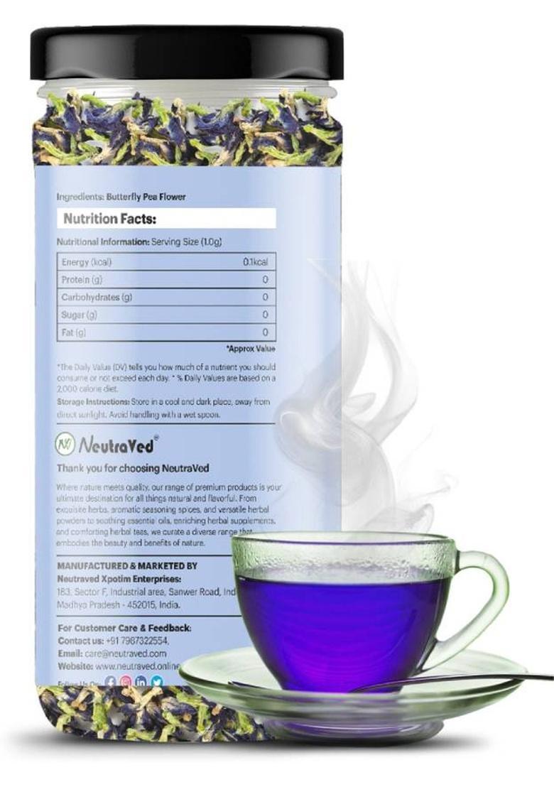Neutraved Premium Butterfly Pea Flower Tea Aprajita For Weight Loss Used As Cocktail Blue Tea Plastic Bottle (20 G)