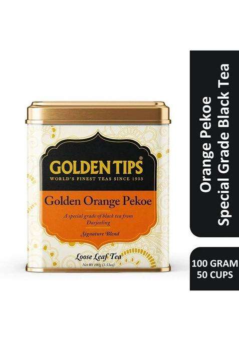 Golden Tips Premium Darjeeling Full Leaf Orange Pekoe Orange Black Tea Tin&nbsp;&nbsp;(100 G)