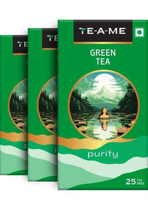 Te-A-Me Natural Pack Of 3 (3 X 25 = 75 Tea Bags) Green Tea Bags Box&nbsp;&nbsp;(3 X 25 Bags)