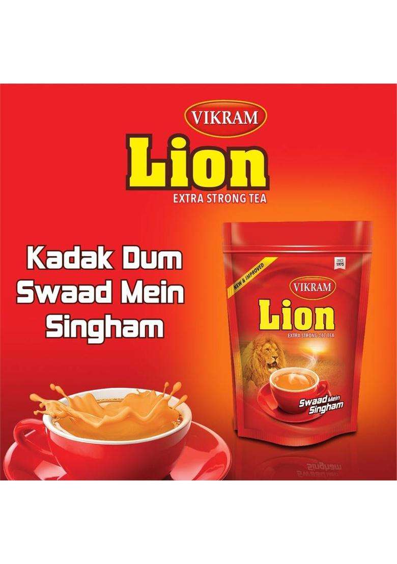 Vikram Lion Tea | Selected Assam Tea Leaves (Solid Dum, Swaad Mein Singham) 1Kg Black Tea Pouch&nbsp;&nbsp;(1 Kg) - Indya