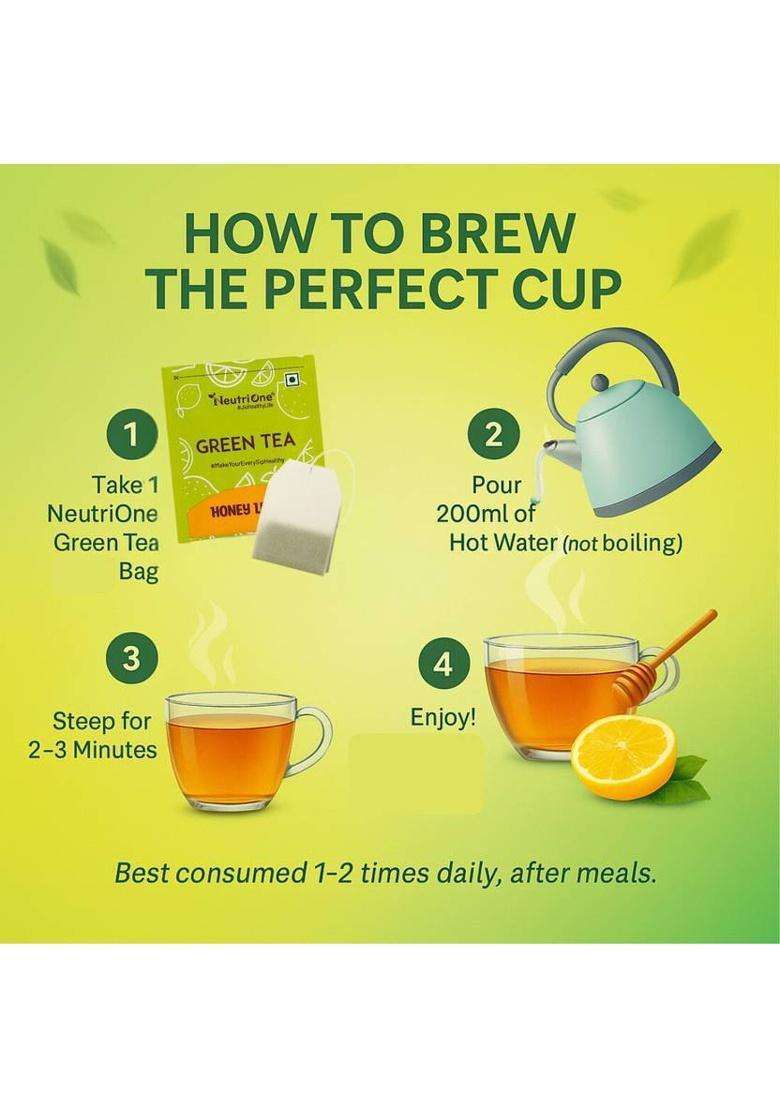 Neutrione Honey Lemon Green Tea For Weight Loss | Rich In Vitamin C | Premium Tea Leaves Honey, Lemon Green Tea Bags Box&nbsp;&nbsp;(3 X 25 Bags) - Indya