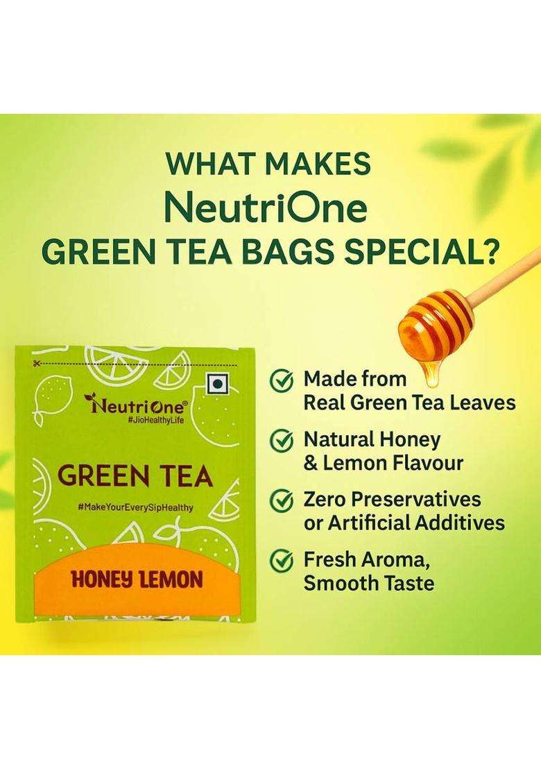 Neutrione Honey Lemon Green Tea For Weight Loss | Rich In Vitamin C | Premium Tea Leaves Honey, Lemon Green Tea Bags Box&nbsp;&nbsp;(3 X 25 Bags) - Indya